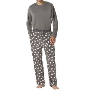🌿SOFT Long-Sleeved Tee Pant Sleep Set~Gray Bear